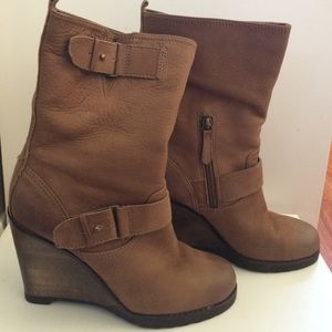 Halogen Leather Wedge Boots