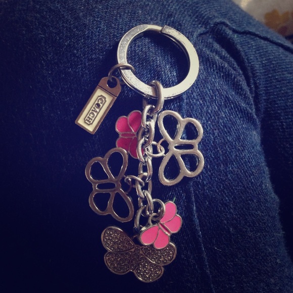 Coach car key chain with butterflies