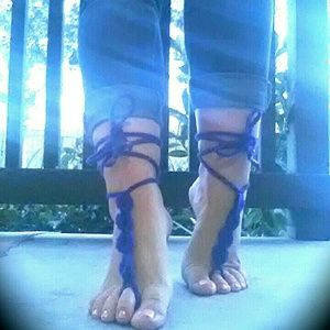 Handmade barefoot crochet sandals