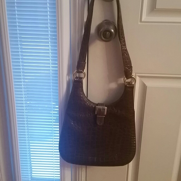 Brown crocodile embossed handbag