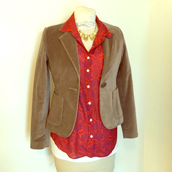 Gap fitted taupe velvet blazer