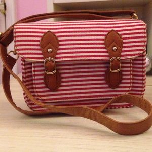 Red & White Striped Forever 21 Satchel