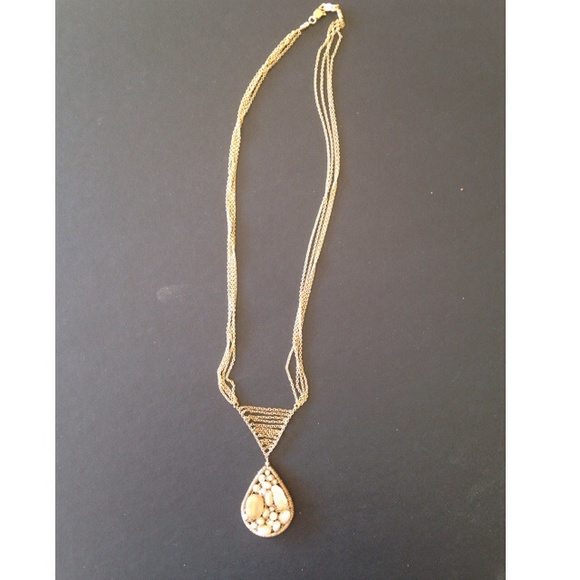 Faux Gold with Pearls and Crystals Pendant