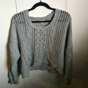 Blue Shimmery Decree Cable Knit Sweater
