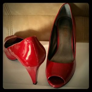 Patent Leather Peep Toe Pumps
