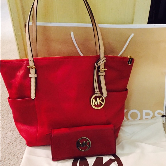 SALE!! Authentic Red Michael Kors bag with wallet!