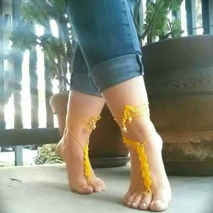 Handmade barefoot crochet sandals