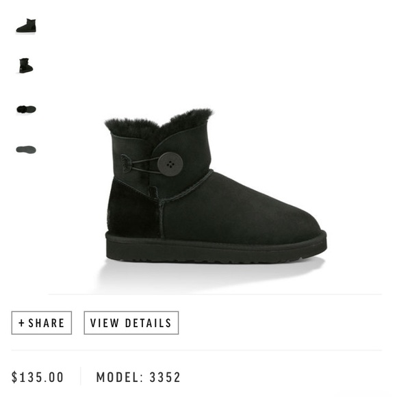 UGG Boots - UGG Black mini Bailey button