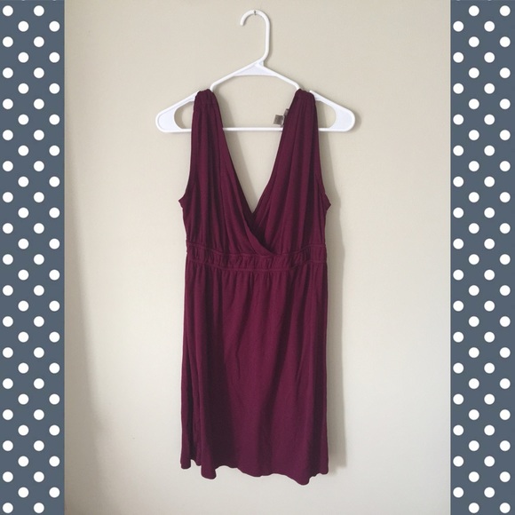Burgundy Loft V Neck Dress