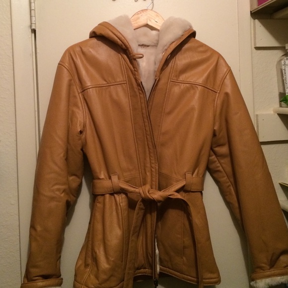 Camel colored Leather Coat
