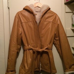 Camel colored Leather Coat