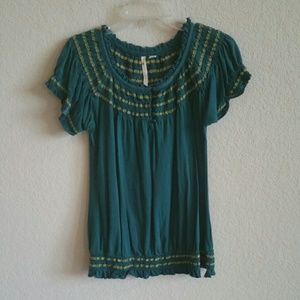 Teal and yellow blouse from Anthro!