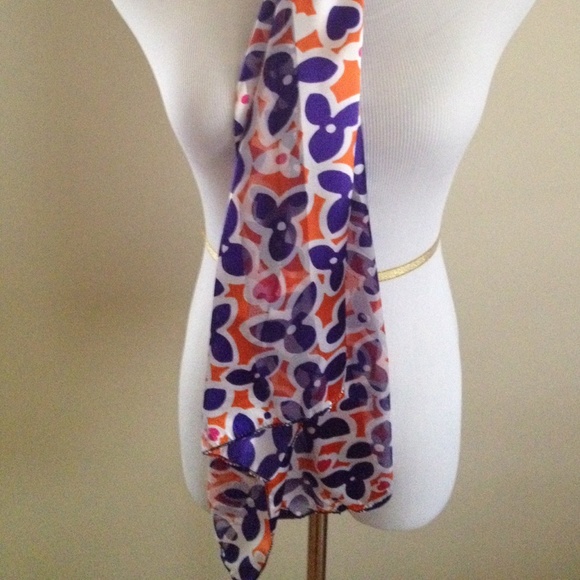 Blue/orange/white/pink scarf - Picture 2 of 2