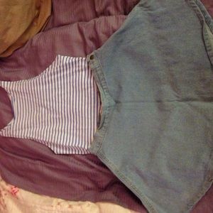 Blue & White Striped Crop Tank Abercrombie&Fitch