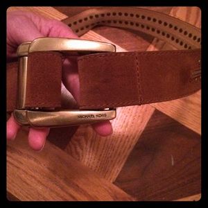 Michael Kors brown suede and gold belt