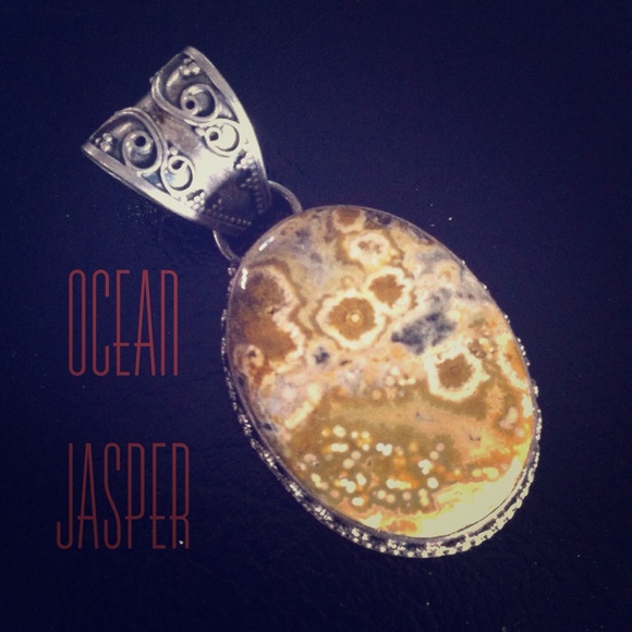 Ocean Jasper Pendant in Vintage Silver Setting - Picture 1 of 3
