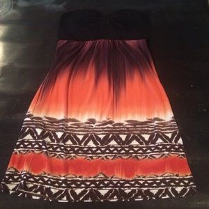 Tribal print strapless dress
