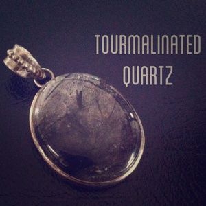 Tourmalinated Quartz Pendant in Silver Setting