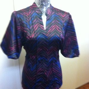 Puffy sleeve peplum blouse