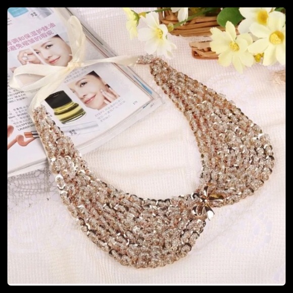Gold Sequin Faux Collar Necklace - Picture 3 of 8