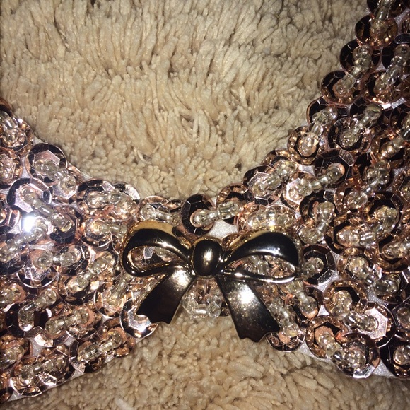 Gold Sequin Faux Collar Necklace - Picture 6 of 8