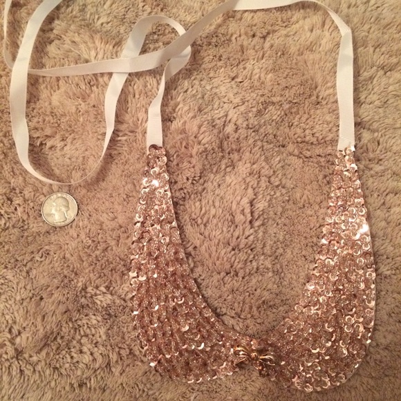 Gold Sequin Faux Collar Necklace - Picture 8 of 8
