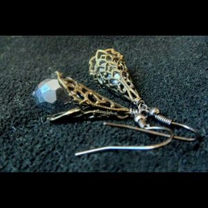 Handcrafted, Brass Filigree & Gun Metal Earrings