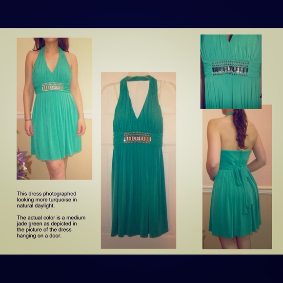 Green halter dress