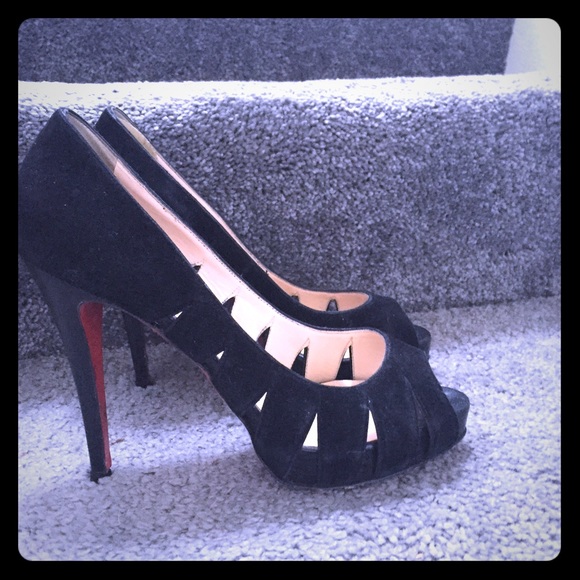 Christian Louboutin black stileto open toe heel