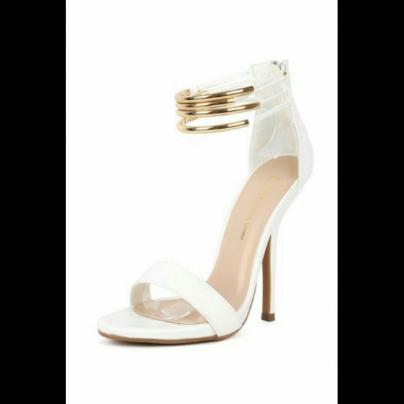 White Ankle Strap Heels