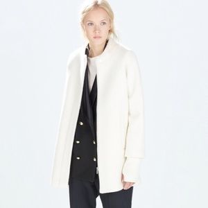 NWT Zara Knit Cape Coat With Sleeves In Ecru