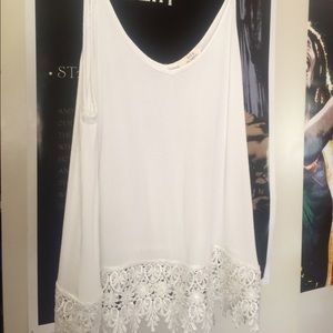 White flowy bohemian style tank.