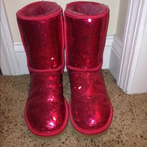 short red sparkle ugg boots