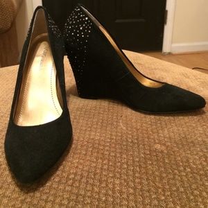 BCBGeneration Black Suede Wedges- like new