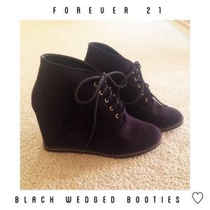 Black Suede Wedged Booties!