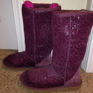 RARE Purple patterned tall ugg boots