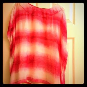 Rafaella hot pink & white flowy top w/ cami, M