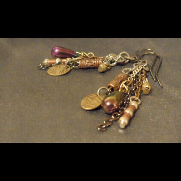 Handcrafted, One of a kind, Indie Dangle Earrings - Picture 3 of 4