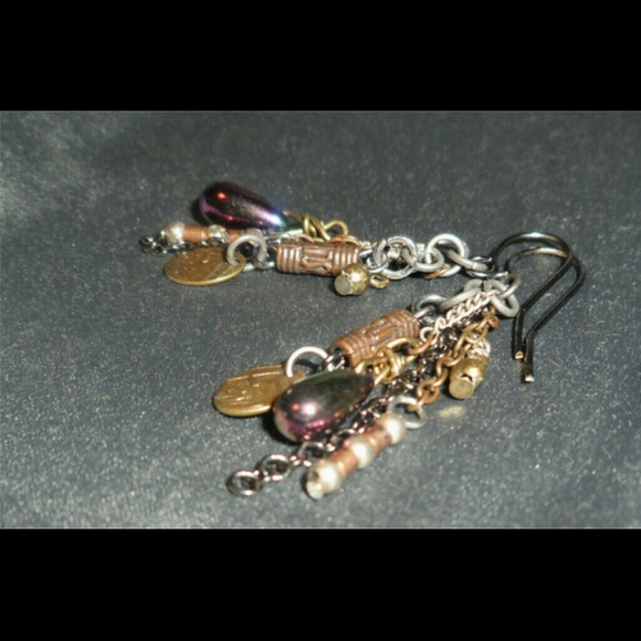 Handcrafted, One of a kind, Indie Dangle Earrings - Picture 4 of 4