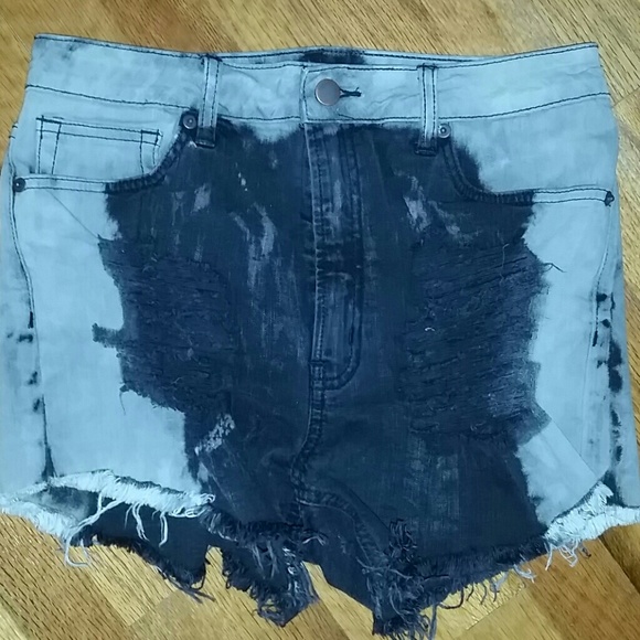 High Waisted Ombre Ripped Shorts