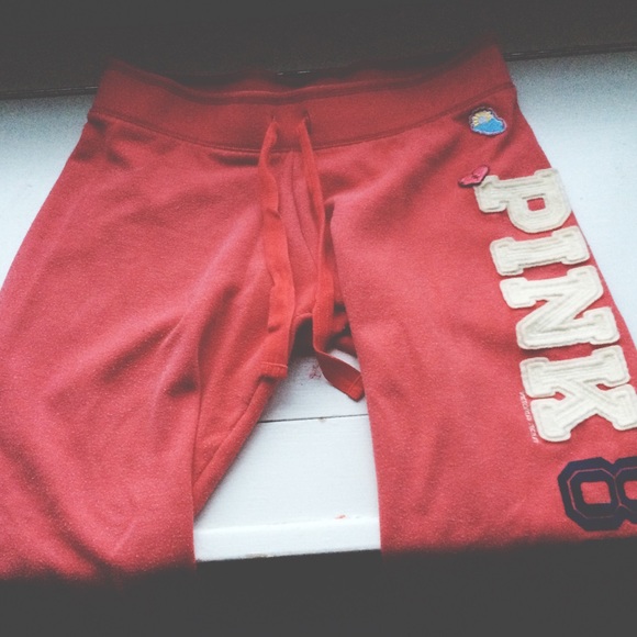 PINK Red orange "my favorite sweats" sweat pants
