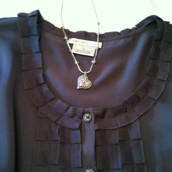 ❤Sold❤ Charcoal Grey Ruffle Neck Blouse