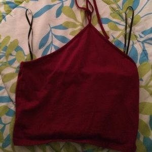 burgundy halter crop top