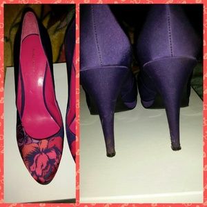 ☆☆☆Purple with pink flowers satin☆☆☆