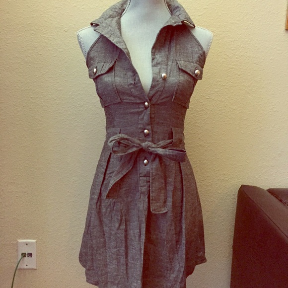 Halter silver button dress