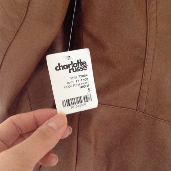 ❌SOLD❌ NWT Brown Faux Leather Biker Jacket - Picture 3 of 3