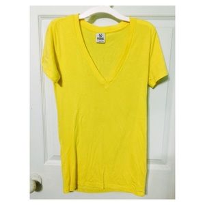 PINK yellow V neck