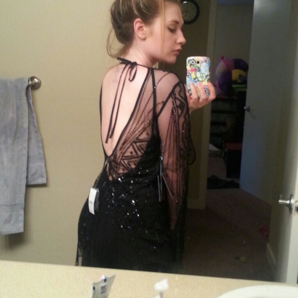 SOLD 💎 Beaded Low-back Holiday Dress - Picture 3 of 4