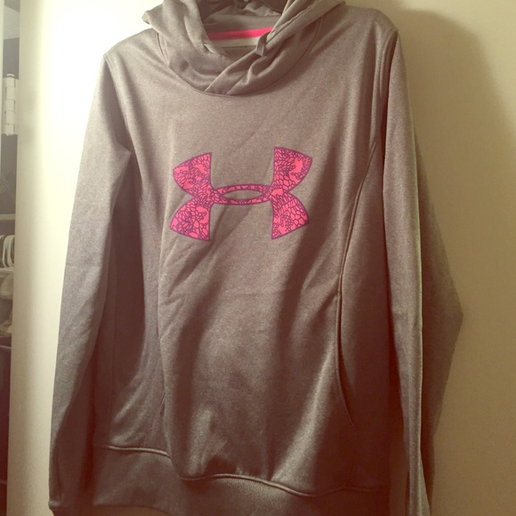 Semi-fitted Pink and Grey Under Armor Hoodie