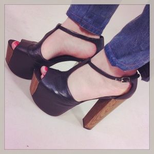 Jessica Simpson Dany black leather wood size 9